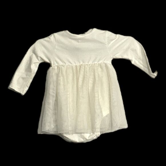 H&M | White Long Sleeve One Piece Tulle Sparkly Infant Baby Girls Dress 4-6M - Picture 2 of 14